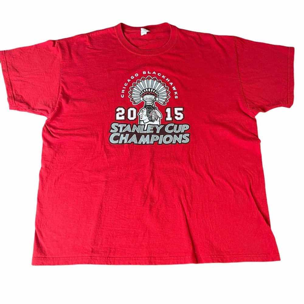 Chicago Blackhawks SS Red T-Shirt 2015 Stanley Cup Champs, Size 2XL